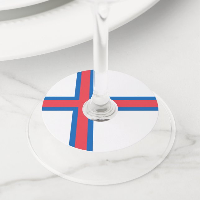 Étiquette Pour Verre De Vin Drapeau des îles Féroé (De près)