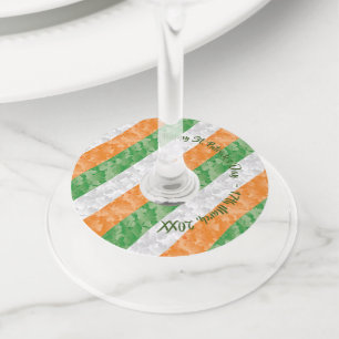 Étiquette Pour Verre De Vin Drapeau irlandais de la Saint Patrick avec shamroc