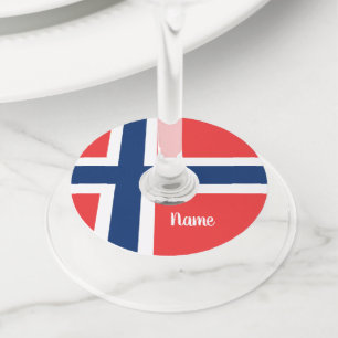 Étiquette Pour Verre De Vin Drapeau norvégien de Norvège personnalisé