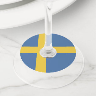 Étiquette Pour Verre De Vin Drapeau suédois