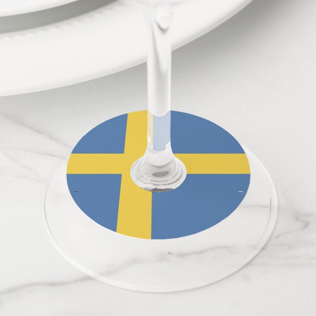 Étiquette Pour Verre De Vin Drapeau suédois (De près)