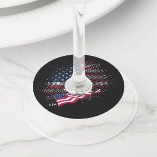 Étiquette Pour Verre De Vin Drapeau USA