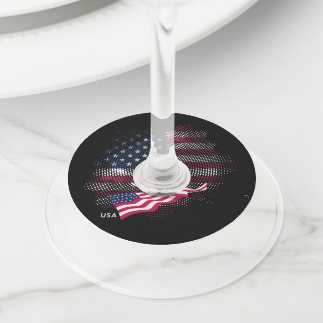 Étiquette Pour Verre De Vin Drapeau USA (De près)