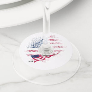 Étiquette Pour Verre De Vin Drapeau USA