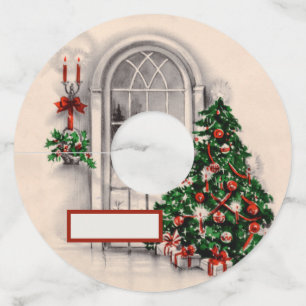 Étiquette Pour Verre De Vin Éclairage de la fenêtre de Noël Verre de vin