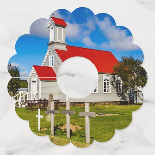 Étiquette Pour Verre De Vin Église islandaise (Dos)