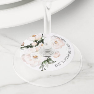 Étiquette Pour Verre De Vin Élégant Favori de Mariage Floral Rose Pâle