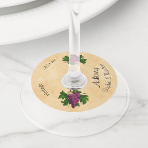 Étiquette Pour Verre De Vin Élégant mariage Vintage Pépages Nom personnalisé