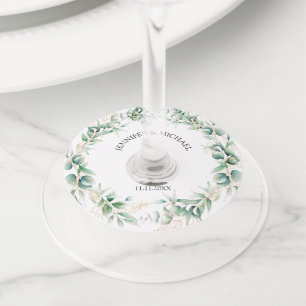 Étiquette Pour Verre De Vin élégante aquarelle botanique mariage