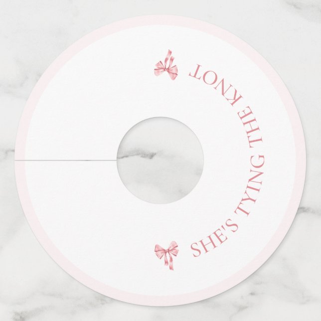 Étiquette Pour Verre De Vin Elle noue le noeud Douche Coquette rose douce (Devant)