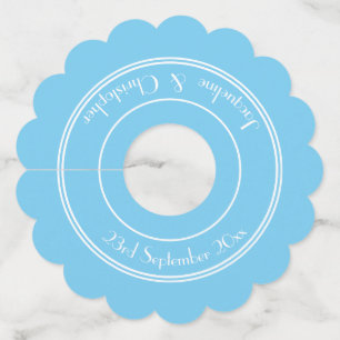 Étiquette Pour Verre De Vin Étiquette de mariage chic bleu aqua avec noms et d