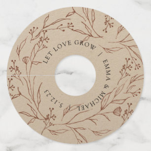 Étiquette Pour Verre De Vin Étiquette de verre à vin Branches Botaniques Vinta