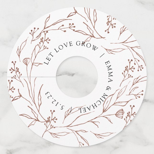 Étiquette Pour Verre De Vin Étiquette de verre à vin de branches botaniques vi (Devant)