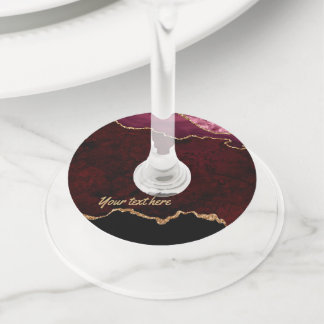 Étiquette Pour Verre De Vin Étiquette de verre à vin en agate or rose et blanc
