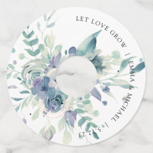 Étiquette Pour Verre De Vin Étiquette pour verre à vin à motif floral aquarell