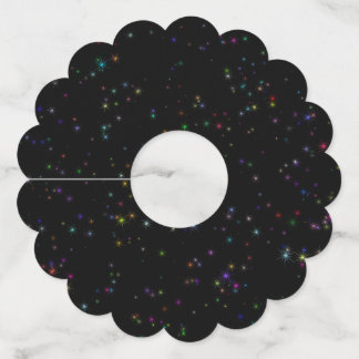 Étiquette Pour Verre De Vin Étoiles brillantes colorées dans le ciel nocturne