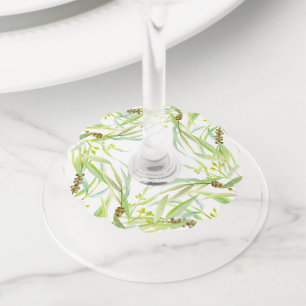 Étiquette Pour Verre De Vin Eucalyptus aquarelle art vert feuilles