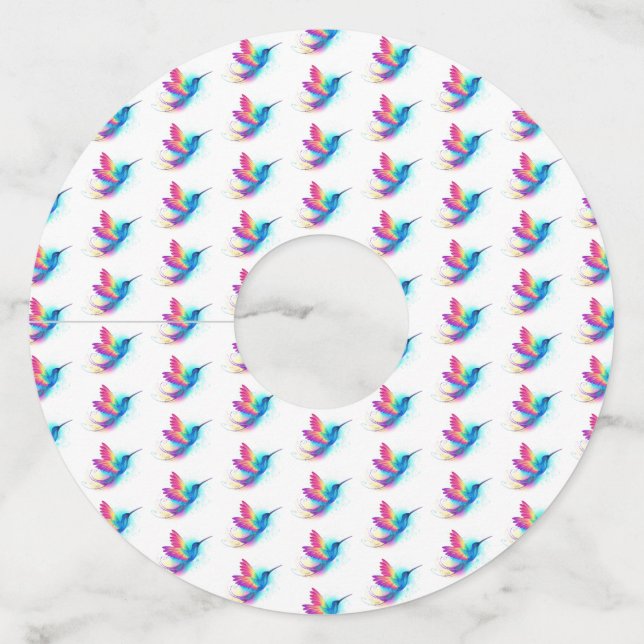 Étiquette Pour Verre De Vin Exotic Rainbow Hummingbird (Devant)