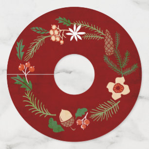 Étiquette Pour Verre De Vin Fête d'hiver Fleur Wath