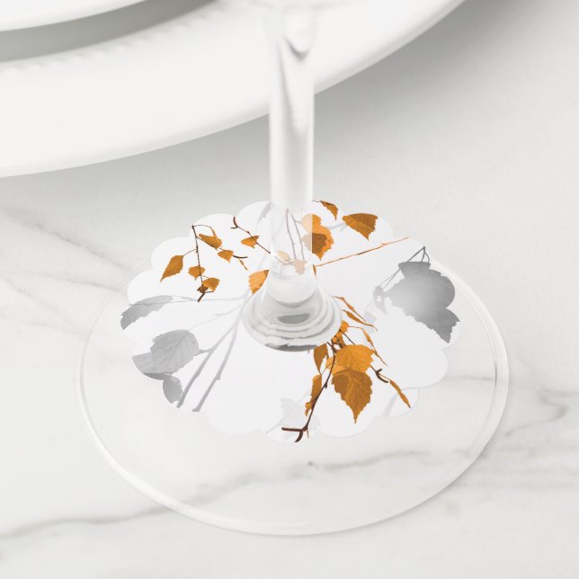 Étiquette Pour Verre De Vin Feuilles d'automne 2 (De près)