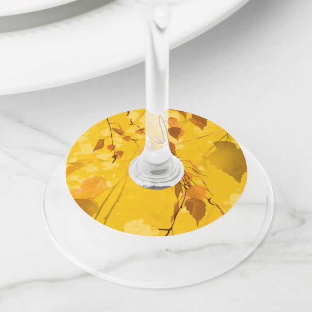 Étiquette Pour Verre De Vin Feuilles d'automne 3 (De près)