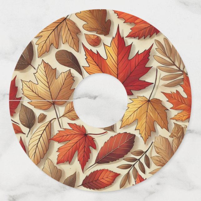 Étiquette Pour Verre De Vin feuilles d'automne classiques (Devant)