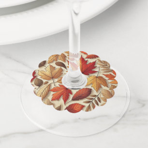 Étiquette Pour Verre De Vin feuilles d'automne classiques