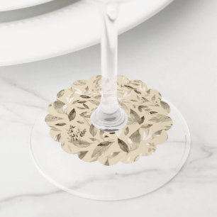 Étiquette Pour Verre De Vin Feuilles mortes aquarelle 4