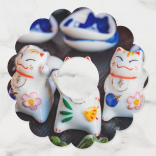 Étiquette Pour Verre De Vin figurines de chats à Beckoning