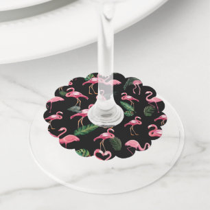 Étiquette Pour Verre De Vin Flamants roses Love Motif 4