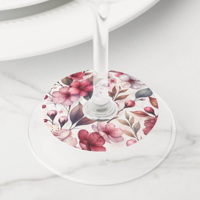 Étiquette Pour Verre De Vin Fleur de Cerisier (De près)