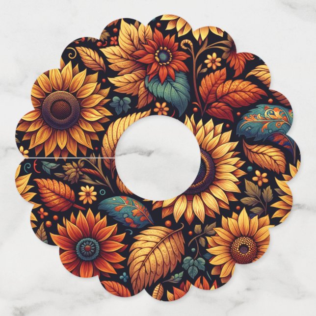 Étiquette Pour Verre De Vin "Fleur de récolte" (Devant)