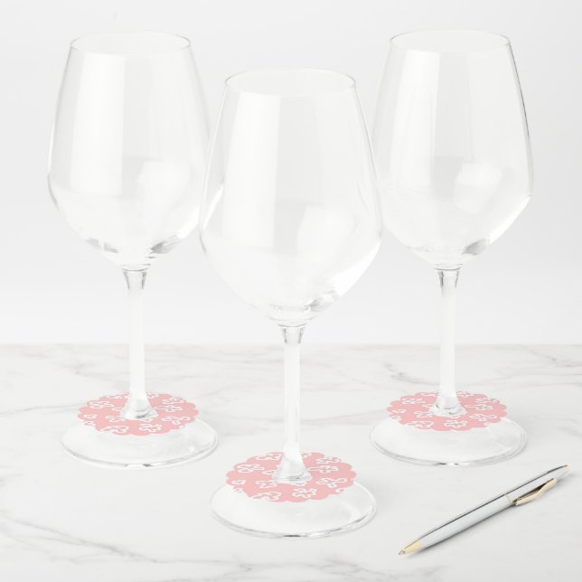 Étiquette Pour Verre De Vin Fleurs blanches sur la Saint-Jacques rose (Lot)