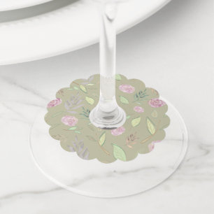 Étiquette Pour Verre De Vin Fleurs d'aquarelle festive 5