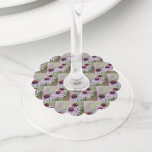 Étiquette Pour Verre De Vin Fleurs d'échinacée Daisy Rose