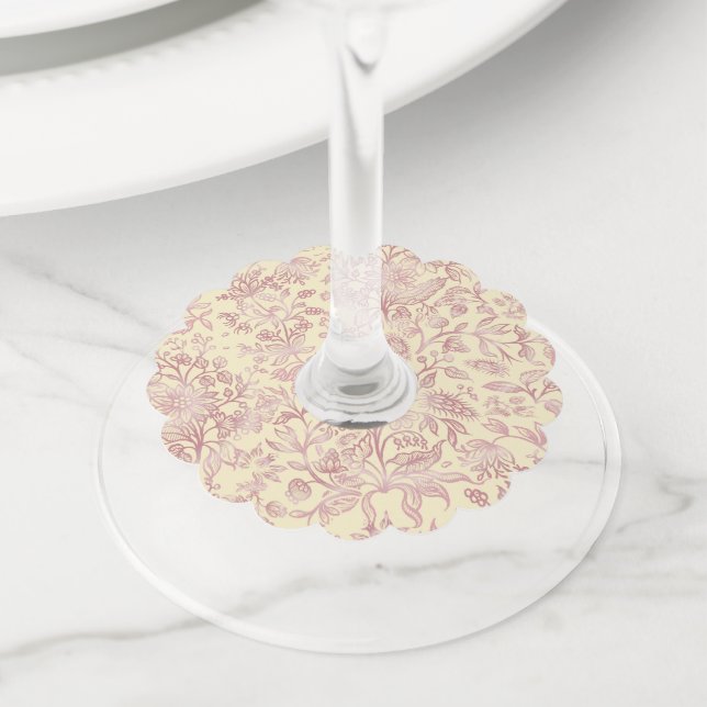 Étiquette Pour Verre De Vin Fleurs décoratives 18 (De près)