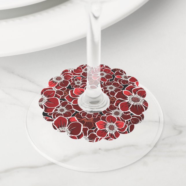 Étiquette Pour Verre De Vin Fleurs Mandala 4 (De près)