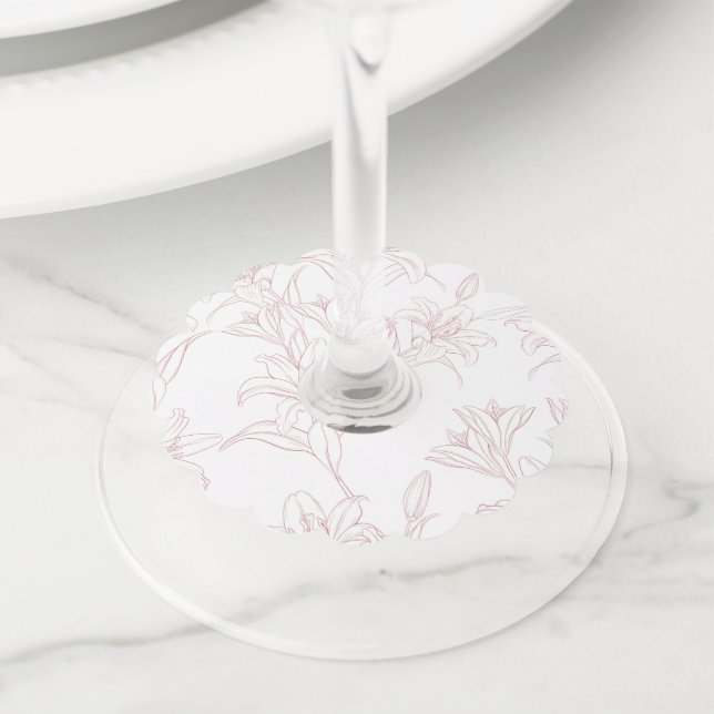 Étiquette Pour Verre De Vin Fleurs Motif 10 (De près)