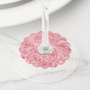 Étiquette Pour Verre De Vin Fleurs Motif 14