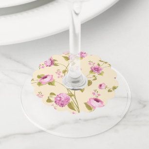 Étiquette Pour Verre De Vin Fleurs Motif 16