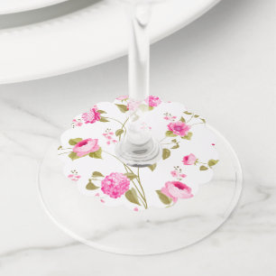 Étiquette Pour Verre De Vin Fleurs Motif 19