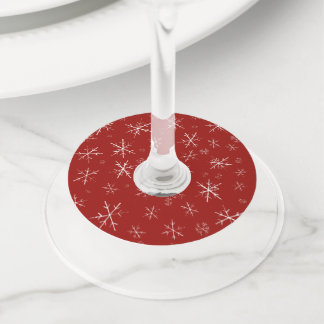 Étiquette Pour Verre De Vin Flocons de neige sur rouge