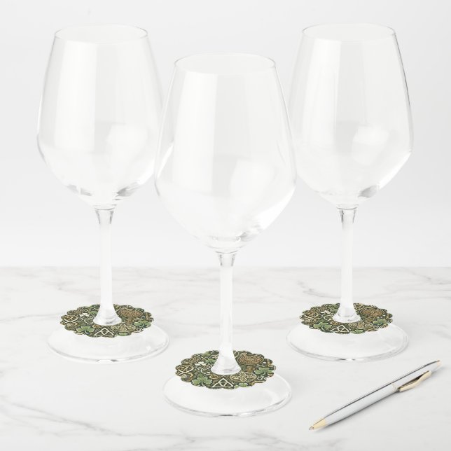 Étiquette Pour Verre De Vin Floraison celtique (Lot)