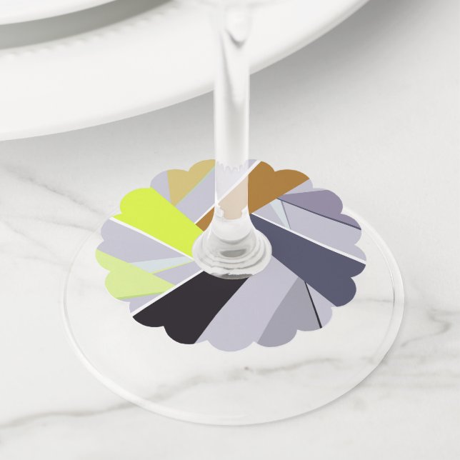 Étiquette Pour Verre De Vin Forme géométrique Abstraite 8 (De près)