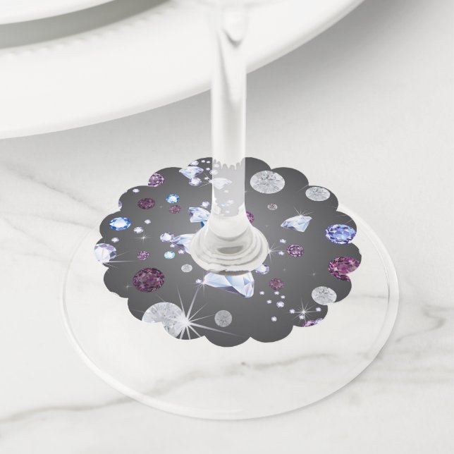 Étiquette Pour Verre De Vin Galaxie de diamant 5 (De près)