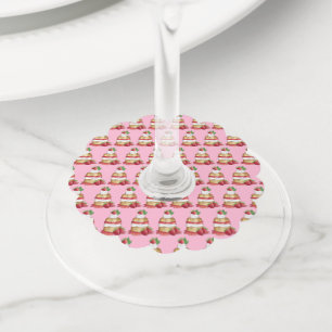 Étiquette Pour Verre De Vin Gâteau de dessert Strawberry Shortcake aux fraises