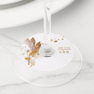 Étiquette Pour Verre De Vin Golden Automne Splash Mariage ID655