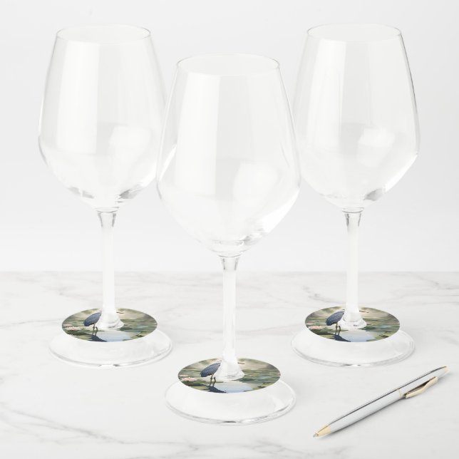 Étiquette Pour Verre De Vin Grand héron bleu (Lot)