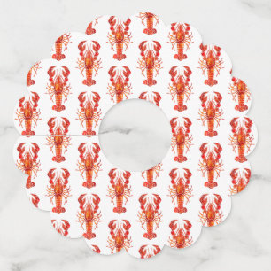 Étiquette Pour Verre De Vin Homard polygonal rouge