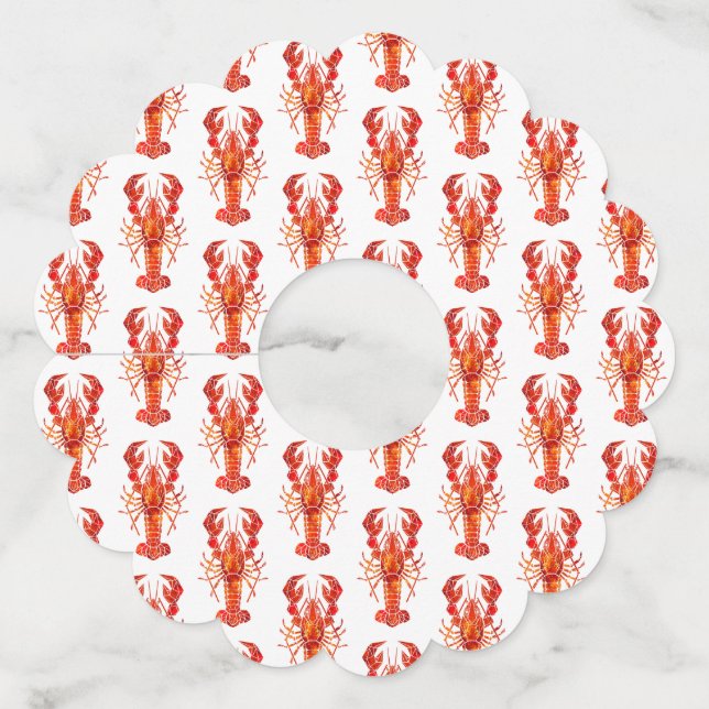 Étiquette Pour Verre De Vin Homard polygonal rouge (Devant)